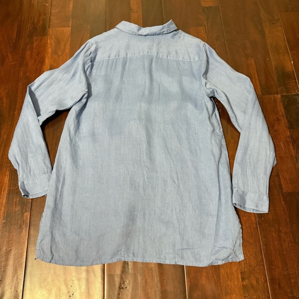 J. Jill Love Linen Essential Shirt Long Sleeve Button Up Women’s Size Small Blue - Picture 6 of 6